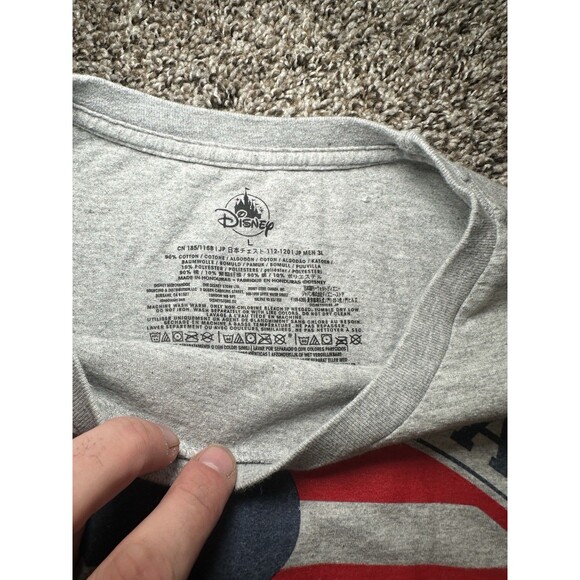Disney Mickey Mouse All American Graphic T-Shirt L Gray Short Sleeve Cotton Bl - Picture 4 of 5